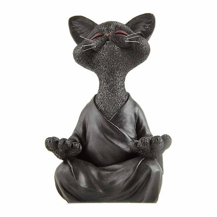 Elegant present till kattälskare - Buddha kattstaty, svart 12,5 cm