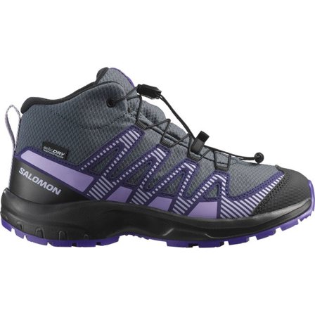 Salomon - Dla dzieci - Buty dla dzieci Xa Pro V8 Mid Waterproof - Turbulence / Black / Liberty - 38