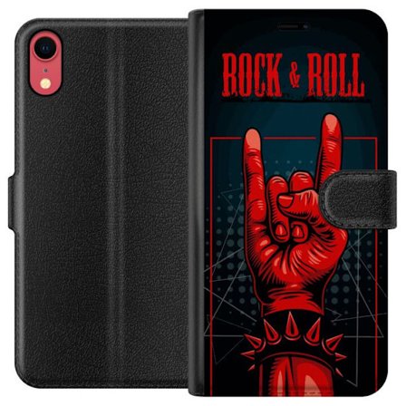 Kompatibel Tegnebogsetui til Apple Apple iPhone XR Rock & Roll håndsymbol – Rød og sort design med tung metal-inspiration
