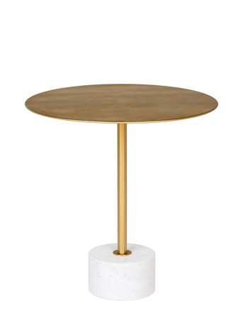 House Nordic Silja - Side Table In Brass And Marble, Ø51X52 Cm - Gold - ONE SIZE