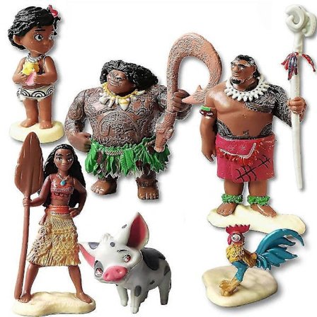RY-Heminredning 6 stk/sett Moana Figurer Leker PVC Modell Mini Figurer Sett Kakepynt Festfavoritter
