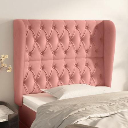 Vidaxl Huvudgavel Med Kanter Rosa 93x23x118/128 Cm Sammet Rosa