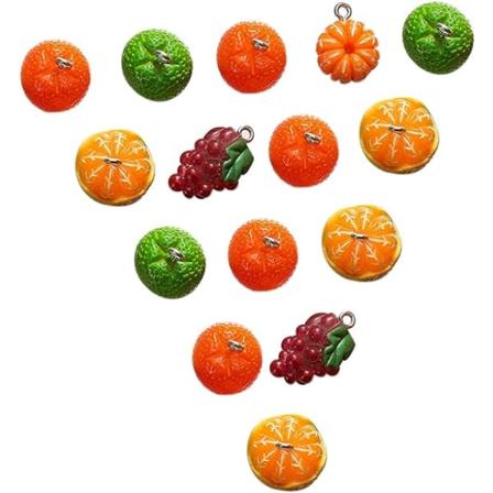 20 stk. Orange Drue Hengemynt Halloween Øredobber Kvinners Smykker Orange Øredobber for Kvinner Frukt Harpiks Charms Smykkeproduksjon