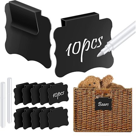 10 stk. etiketter til opbevaringskasser, kurvetiketter til køkken tavleetiketter til opbevaringskasser spisekammeretiketter clipsetiket holder 