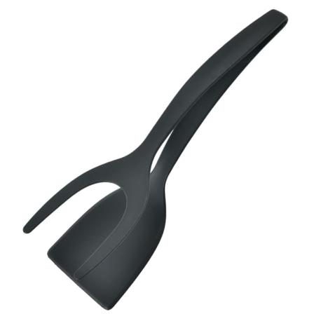 IC Non-stick matklämma 2 i 1 silikonbrödklämma (svart)