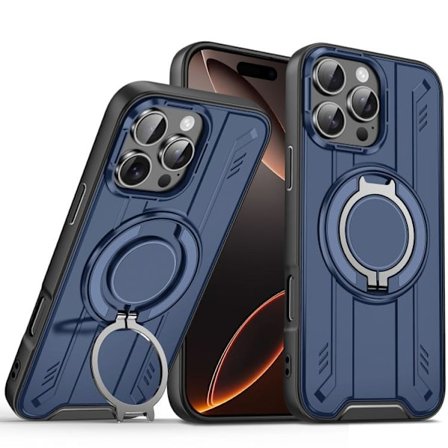 iPhone 16 Pro Max Skal med Rotating Ring Holder och Magnetisk MagSafe Fäste