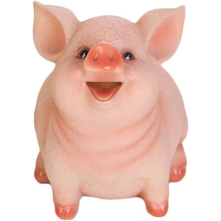 Dekorativ sparegris, oppbevaring av mynter og sedler, sikker og luktfri griseformet sparebøsse laget av resin