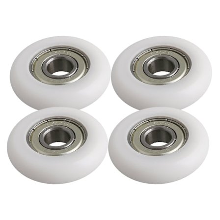 4 stk. Plastkulelagerremskive Rundt Hjul 10x40x10mm Belastning 83kg Hvit