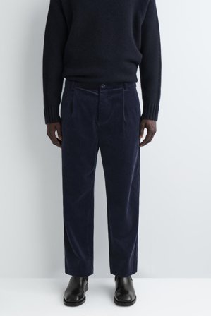 COS Pleated Corduroy Straight-Leg Trousers in Blue - Men