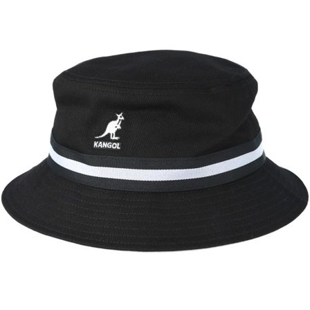 Kangol - Svart bucket Hatt - Stripe Lahinch Black Bucket @ Hatstore