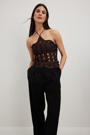 NA-KD Trend Stickad halternecktopp - Stickade toppar - Brun - Small