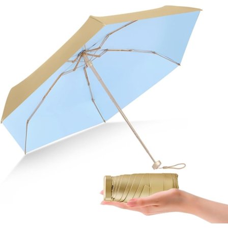 (160×60×40) Mini-matka-aurinkovarjo käsilaukkuun - Pieni kompakti UV-sateenvarjo UV-esto - Kevyt kannettava sateenvarjo auringolta