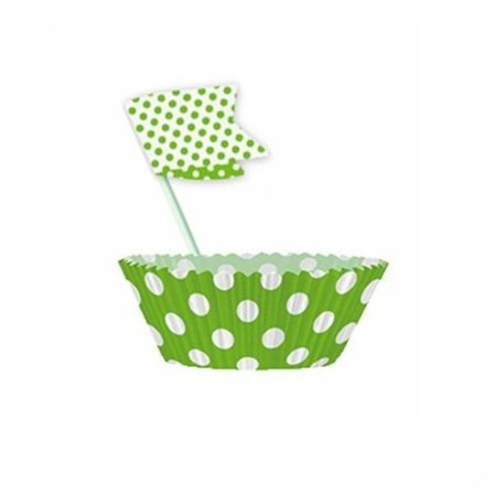 Prikkede muffinforme med flag grønne 48 dele