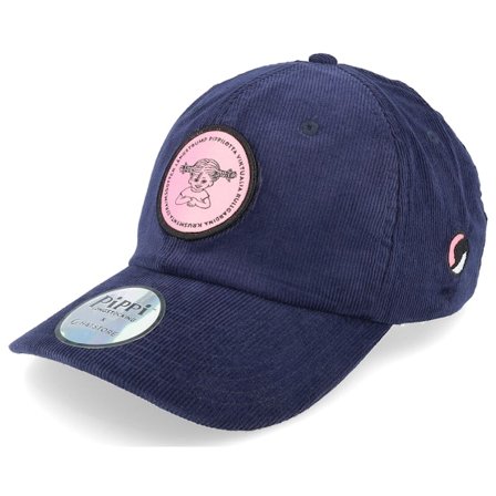 Pippi Långstrump - Blå unconstructed Keps - "Pippilotta Navy/Pink Corduroy Dad Cap " @ Hatstore
