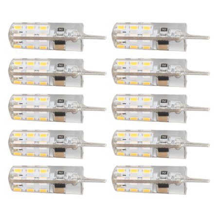 10 stk. G4 LED-pærer Bi-pin sokkel Silikon Varmhvit 3000K 1.5W AC220V 110LM Landskapspærer Erstatning