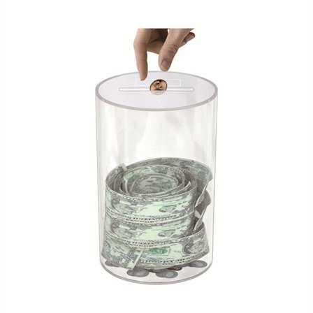 Gennemsigtig sparegris til voksne og børn, der skal slås i stykker for at åbne