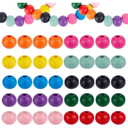 400 st 14mm Färgade Träpärlor 10 Färger Trähantverkspärlor Runda Träkulor Lösa Distanspärlor För DIY Smyckestillverkning Heminredning Makramé Jul