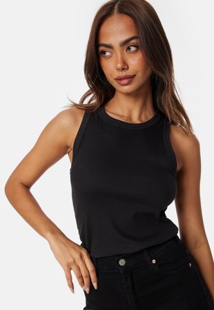 GANT High Neck Rib Tank Top Black Klær