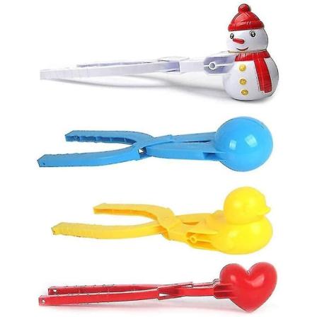 4-pakke snøballtenger, vinter snøballmakerleketøy, snøballpresse, snøballtenger hjerteformede snøballer, perfekte utendørs lek snøleker for barn (4 
