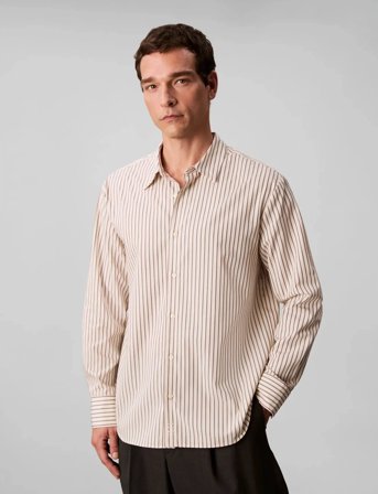 Calvin Klein Ls Thin Dbl Stripe Cotton Easy S - Cream - XL