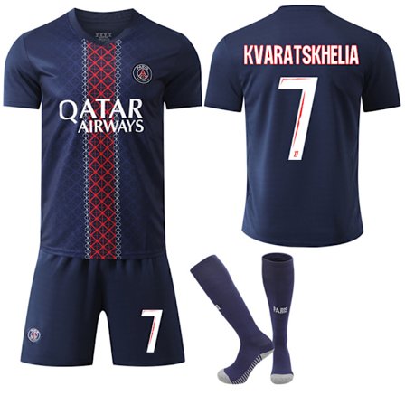 2025-2026 Paris Saint-Germain Hjemme Drakt Barn Voksen Fotballdrakt Nr. 7 Kvaratskhelia