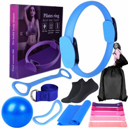 Pilates Treningssett 13-deler – Pilates Ring Magic Circle med Ball, Motstandsbånd & Veske