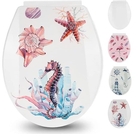 Toiletsæde Soft Close toiletsæder med smukke mønstre Let at montere Hurtigt