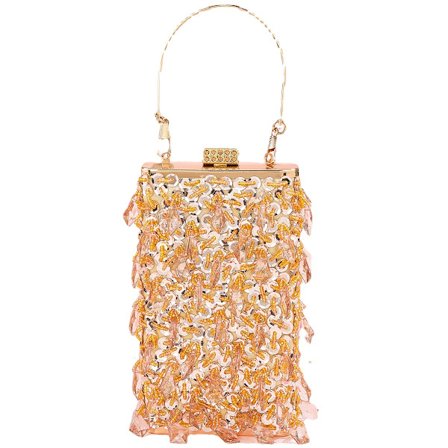 Hopeinen clutch-laukku naisille iltaan, paljetein koristellut käsilaukut irrotettavalla hopeisella ketjulla