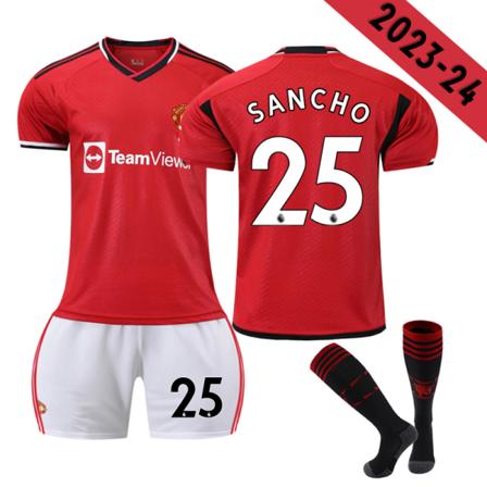 23-24 Manchester United Hjemme Børnefodboldtrøje nr 25 SANCHO V - 8-9 years