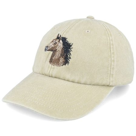 Wild Spirit - Beige unconstructed Keps - Horse Embroidery Khaki Dad Cap @ Hatstore