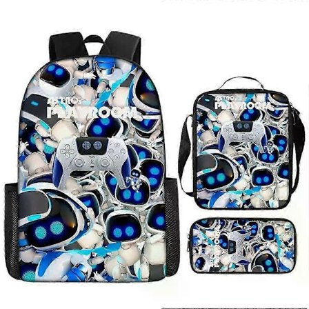 Astro Bot Rygsæk til Skole, Robot-Tema Skoletaske med Penalhus [YDE]