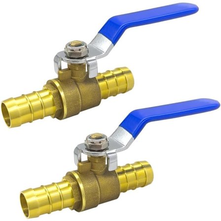 2PCS 3/4" PEX Kulventil Full Port Avstängningsventil Pex Pigg Vattenventil med Klämmor Mässing Vattenkopplingar