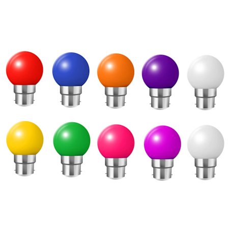 B22 Bajonetfatningsfarvede pærer - 10-pak 2W Festoon LED-pære (15W svarende til), Golfbold energibesparende pære, Små BC-fatnings julepærer