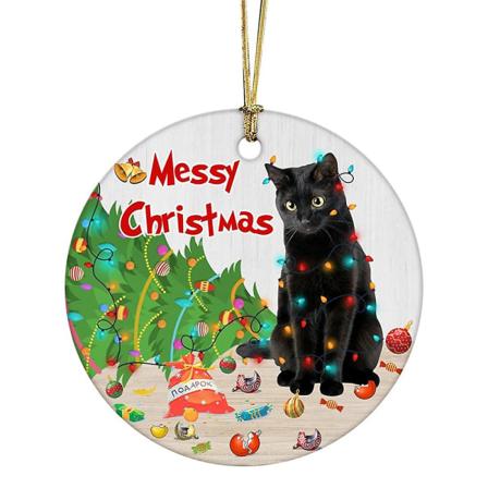Julgran Söt svart katt hängande hänge akryl julgran prydnad dekoration style 4
