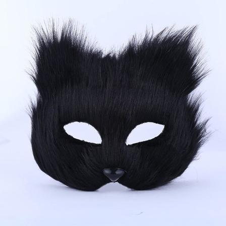 Furry Fox Mask Halloween Cosplay kostyme Halvt ansikt slør Eyewear Fancy Dress Eye Mask Halloween Party Makeup Rekvisitt Kostyme Tilbehør Dyrefest Cat
