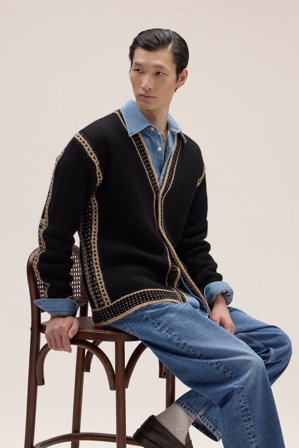 NN.07 August Cardigan Herre Sort