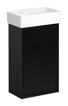 Gustavsberg Artic Small GB71ACVC34TK01R Alakaappi musta saarniviilu/valkoinen, 36 cm, allas oikealla Musta saarniviilu/valkoinen, Kylpyhuone