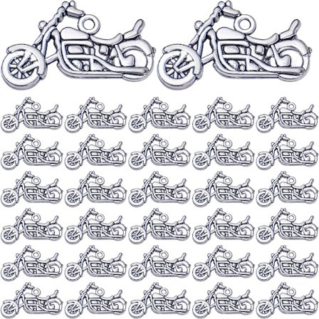 100 st Legerade motorcykelberlocker Antik silver motorcykelberlocker