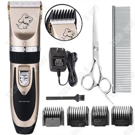 Professionel Genopladelig Elektrisk Klipper - TD - Til Hunde - 5 Hastigheder - 4 Kamme - Ultra Stille