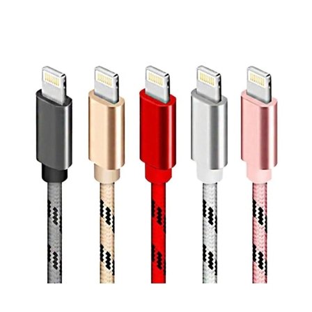 5-pack 2m Flätade Lightning-kablar Laddnings- och Datakabel för iPhone 11 13 14