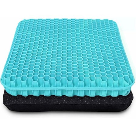 Tjukk Gel Sittepute med Sklisikkert Belegg, Pustende Bikubemønster, Absorberer Trykkpunkter for Bil, Kontorstol, Rullestol (Melkeaktig Blå)