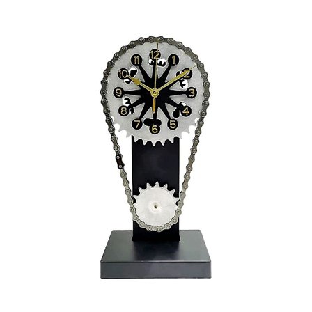 Steampunk ur med bevægelse Hjemmeindretning Roterende gear ur Timing Roterende gear ur Bælte Sort(Foto farve)