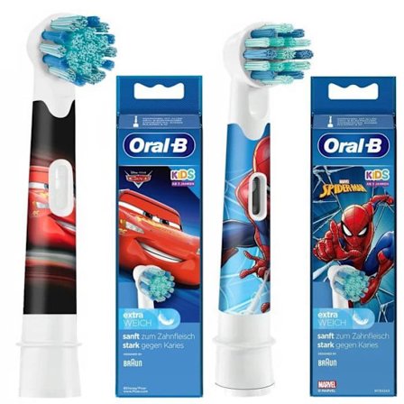 Barn tandborste - Oral-B - Kids Auta Spiderman munstycken - Kompatibel med Stages Power - Mjuka strån