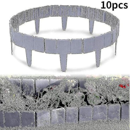 Plenkantstein Plast Hagekant Grense Stein Effekt Plante Grensegjerde (10stk, Grå)