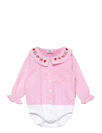 Bernadette - Shirt Bodysuit Langærmet Body Pink Hust & Claire