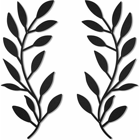 2 stk. vægdekoration metalblad vinranker olivengren blad vægkunst stuehåndværk, sort