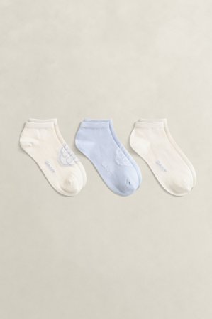 GANT Damen 3er-Pack Knöchelsocken Monogram & Einfarbig (39-41) Hellblau
