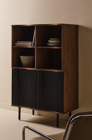 Jotex - Skap Walnut and charcoal black. metal: black sand - LÖVSTRAND - Kjøp Skjenker og avlastningsbord hos Jotex