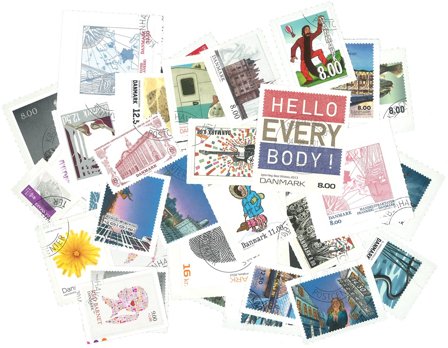 Danmark - 33 enkeltmærker fra selvklæbende ark - Stemplet