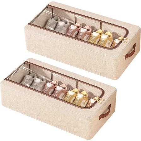 2-pak skoorganisator til skab, opbevaringskasser, hatorganisator, opbevaringsbeholdere under sengen, foldbar, tøj og daglige fornødenheder